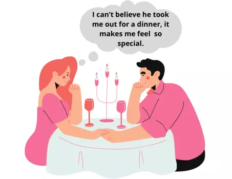 A woman in a pink dress experiencing intermittent reinforcement by a narcissist. 