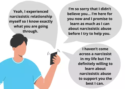 A victim of narcissistic abuse creating a group of supporters to help him through hard times.