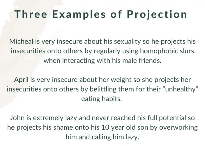 Three examples of projection in a narcissistic relationship