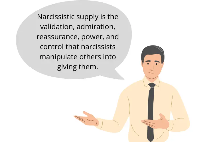 Narcissistic supply is the validation, admiration, reassurance, power, and control that narcissists manipulate others into giving them.