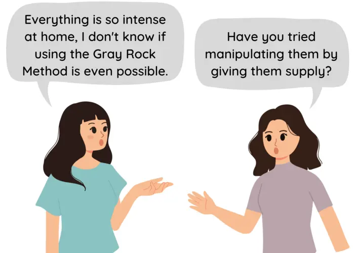 A woman using the Gray Rock Method on a manipulative narcissist.