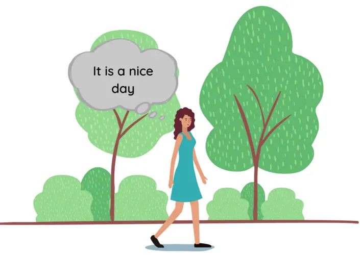 A woman thinking about how nice of a day it is.