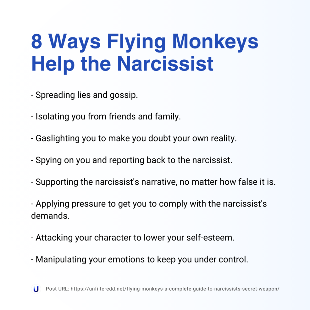 8 ways flying monkeys help the narcissist.